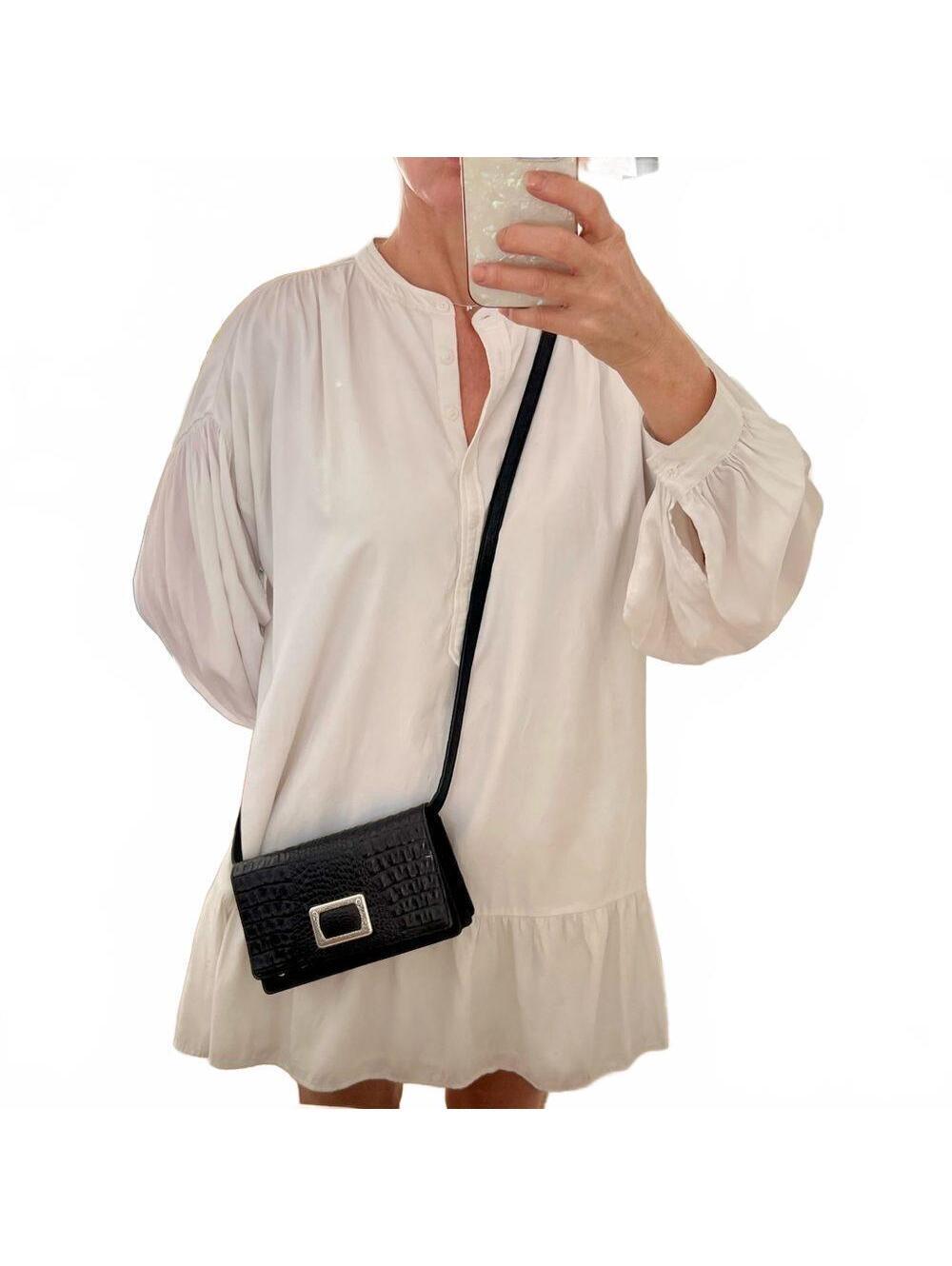 Brighton Black Croc-Embossed Crossbody Bag Removable Strap Clutch Organizer